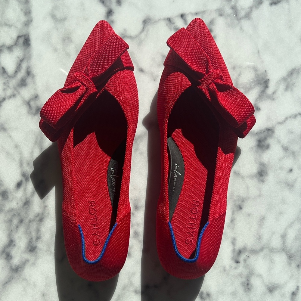 Rothy's The Bow Point II Flats in Cupid Red